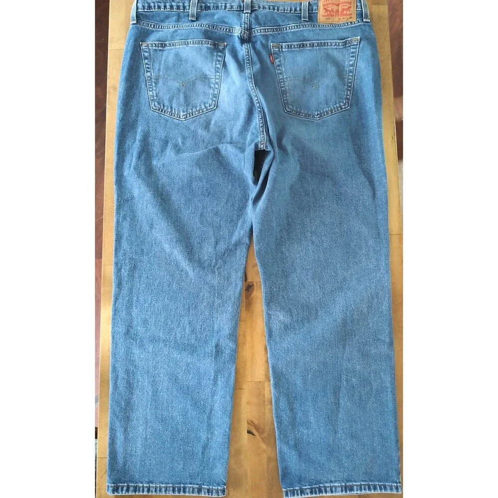 LEVI'S 559 BLUE JEANS Mens 42 x 30 Relaxed Straight LIGHT Wash Stretch